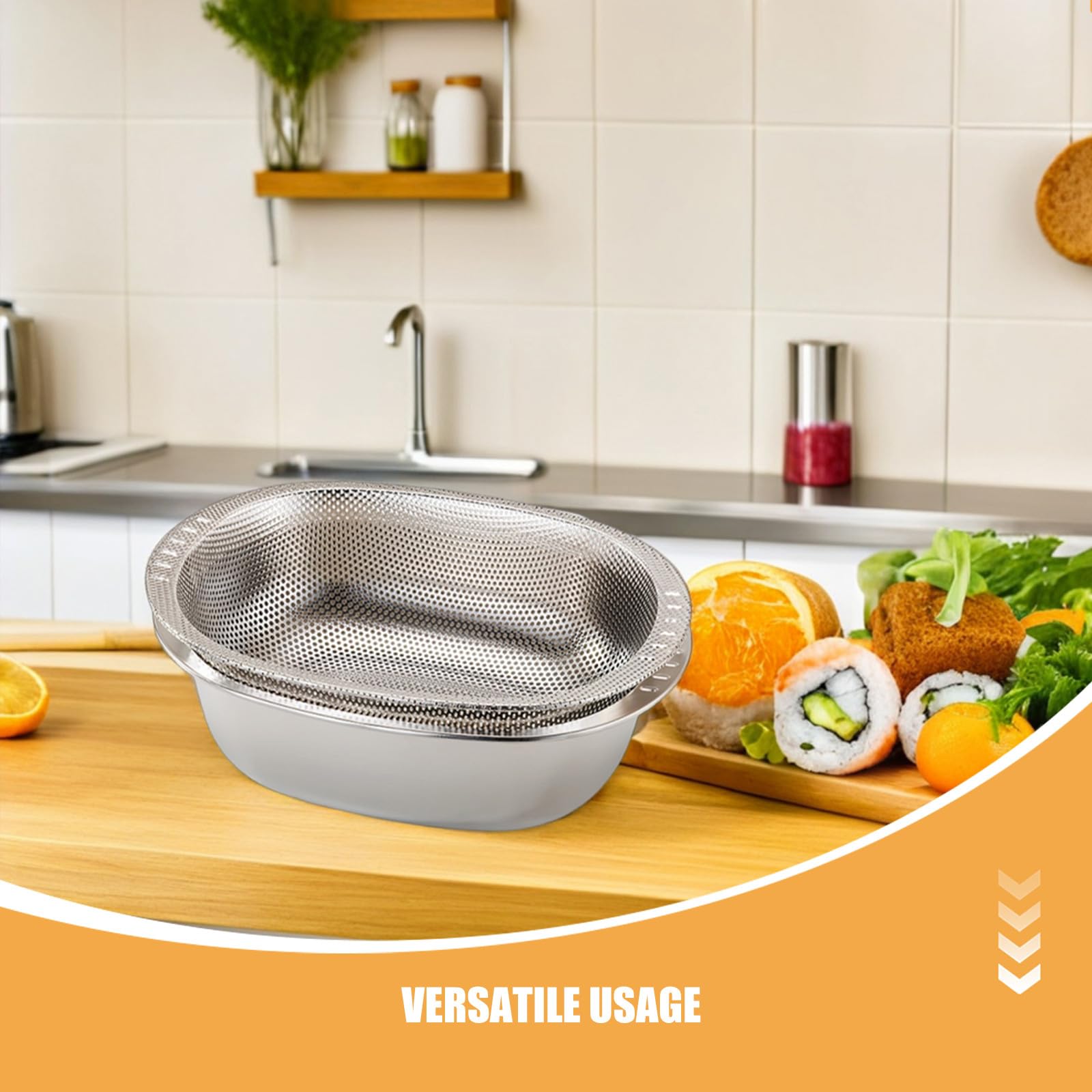 DOITOOL Colador de Arroz Acero Inoxidable, Cesta de Drenaje Doble Capa para Cocina