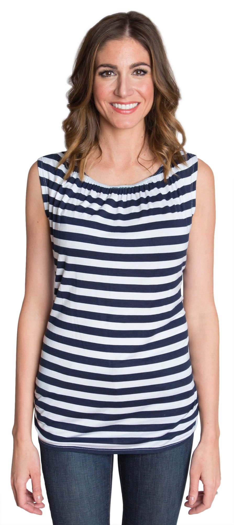 Udderly Hot Mama Softly Rouched Sleeveless Tunic Nursing Top - Stylish, Simple and Discreet