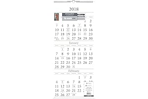 2019 Wall Calendar, Wirebound, 12"" x 27"", 3-Month Display, December thru January