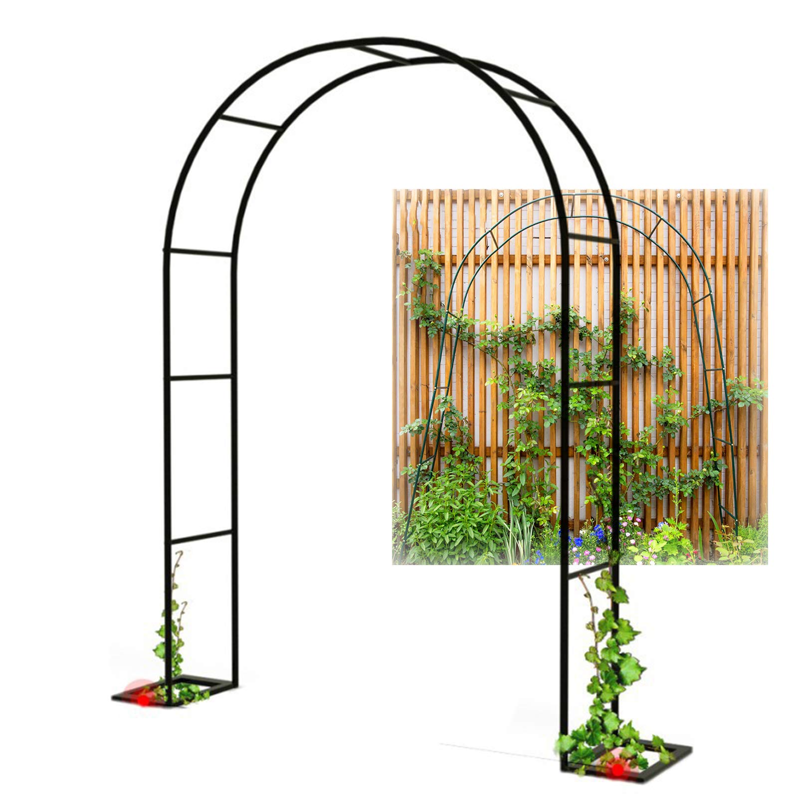 Arche de Jardin en métal pour Fleurs, Support à Roses, Arche Robuste pour Balcon ou allée, 220/300/180 x 230 cm