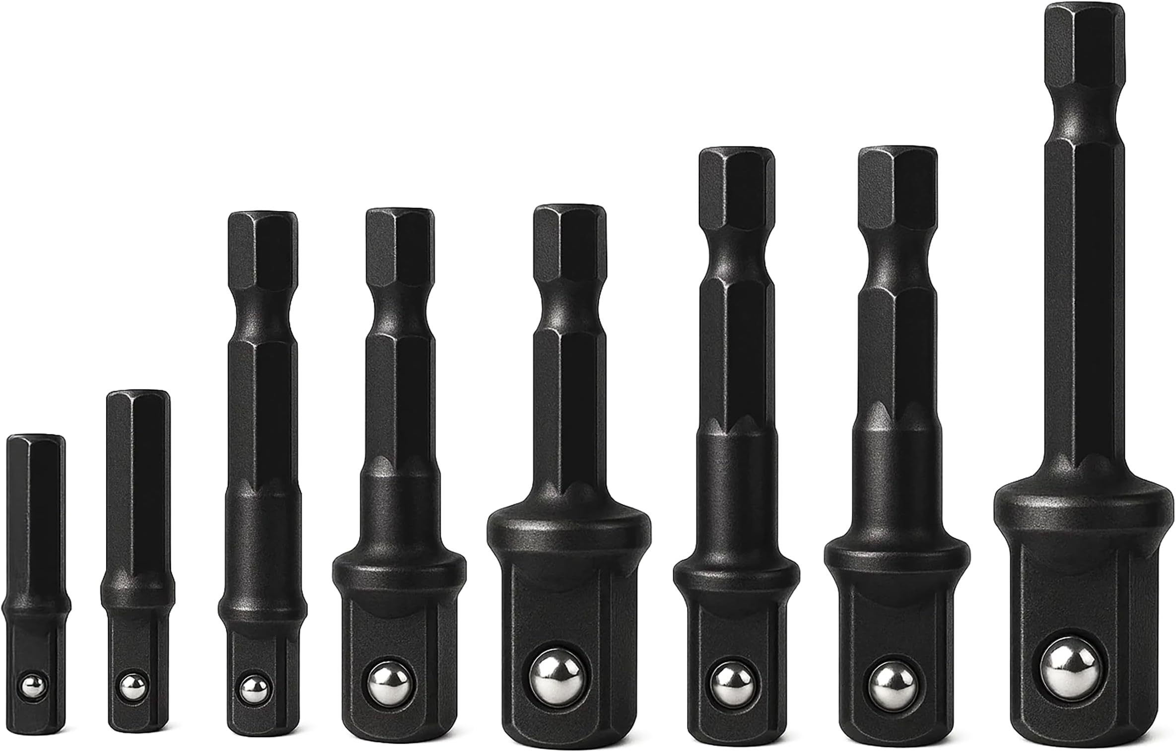 HORUSDY 8-Piece Power Drill Sockets Adapter Sets, Hex Shank Impact Driver Socket Adapter, Socket to Drill Adapter 1/4" 3/8" 1/2" Impact Driver Adapter