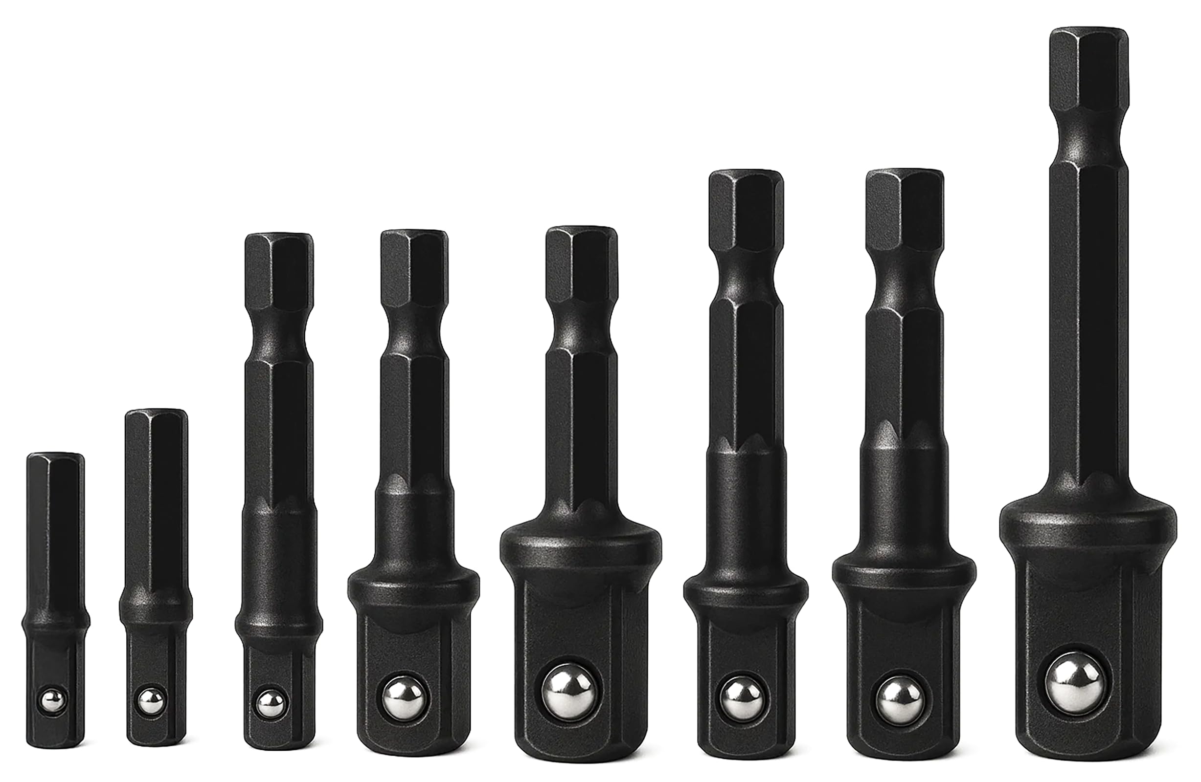 HORUSDY8-Piece Impact Sockets Adapter Sets, Hex Shank 1/4" 3/8" 1/2"