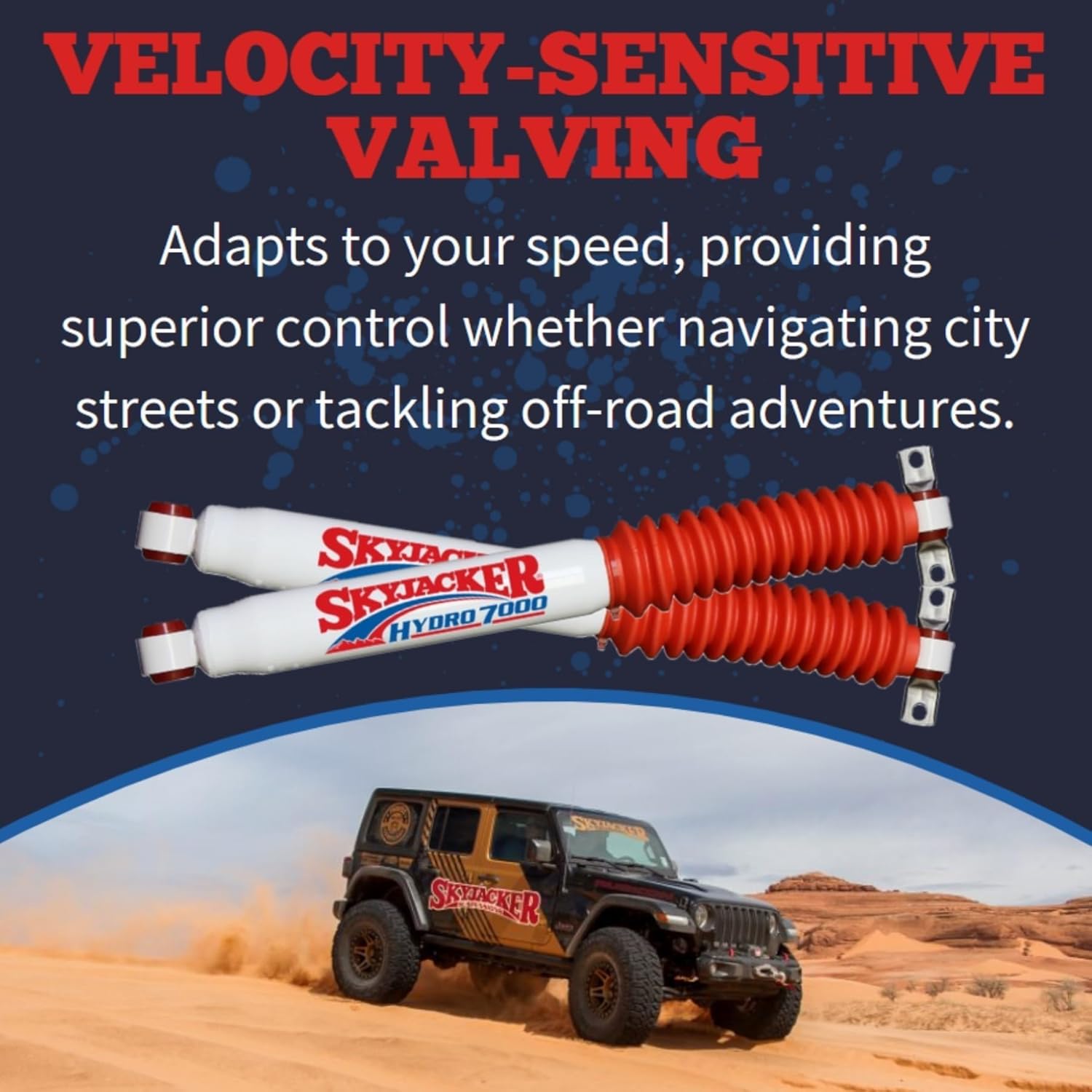 Pair of Hydro 7000 Series Rear Hydraulic Action Shocks fits 2007 2018 Wrangler JK 2WD 4WD with 4-5” Rear Lift | Durable Construction | Velocity-Sensitive Valving