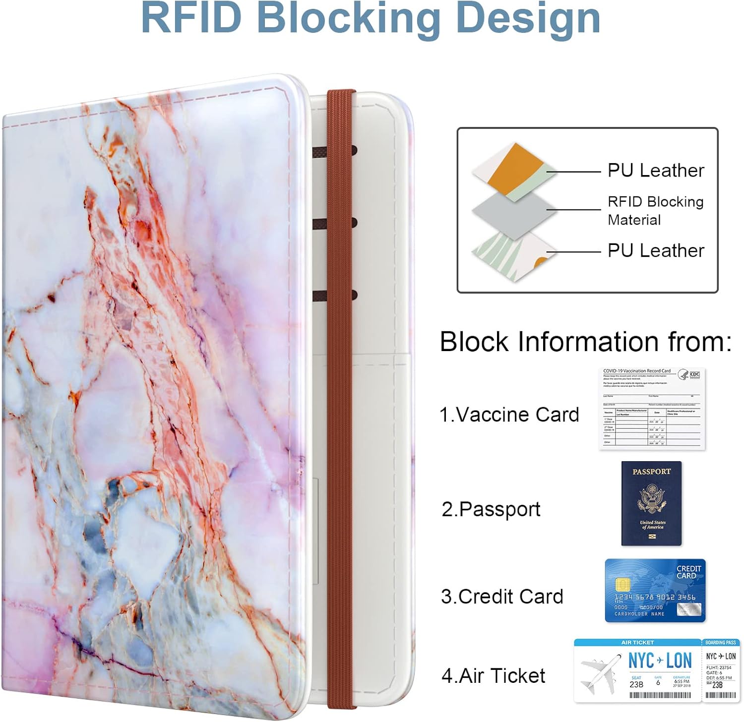 Hsxnam Passport and Vaccine Card Holder Combo, Passport Holder with Vaccine Card Slot, Passport Cover Case with RFID Blocking - Image 5