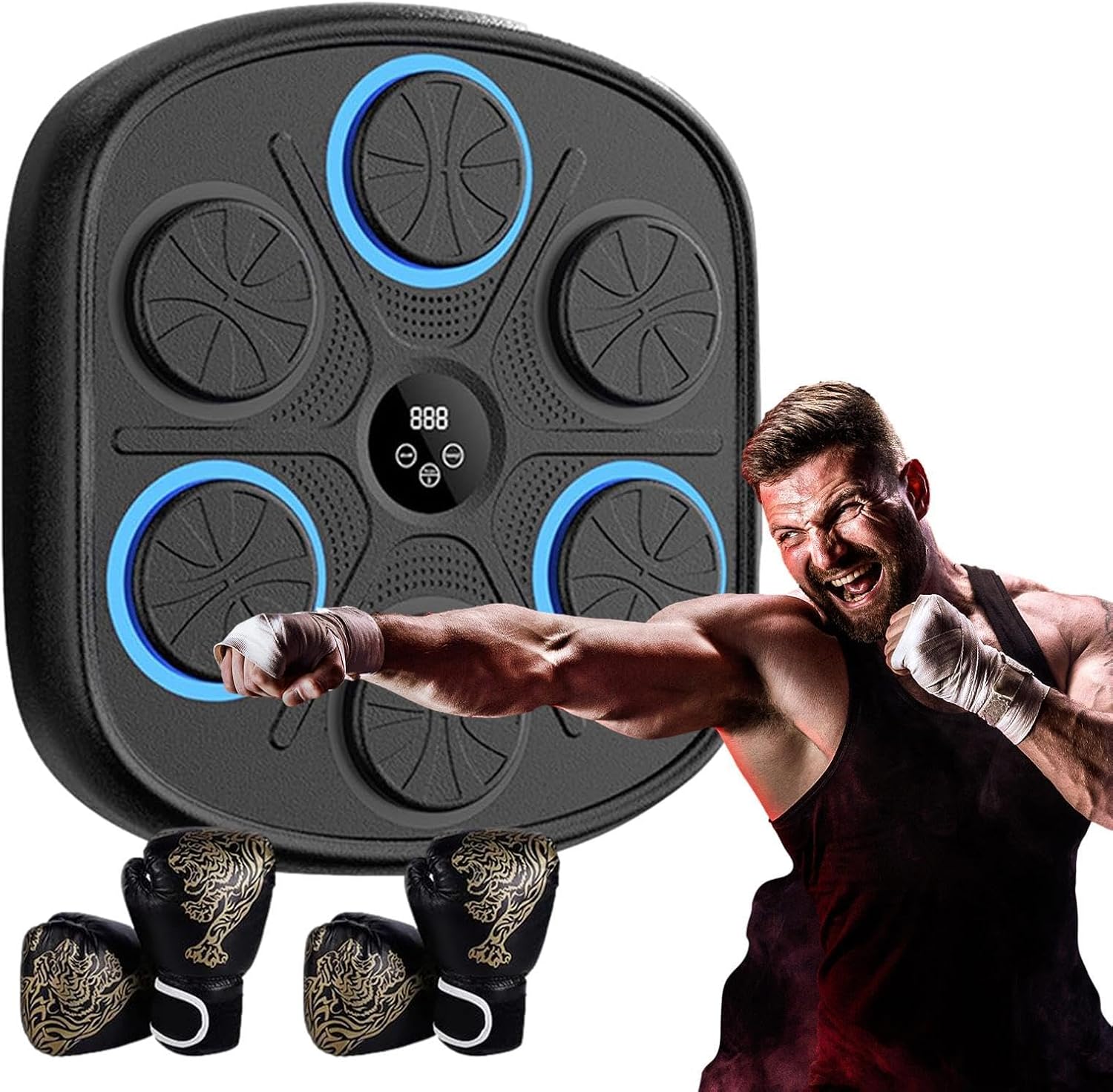 音楽ボクシングマシンボクシンググローブ付ミュージックボクシングマシンスマートリズムボクシングマシーン壁掛けスマートボクシングトレーニ