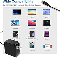 Vista 2 de Universal 45w Chromebook Charger USB-C, Type C Fast Charging Chromebook Charger for Lenovo, Samsung, Dell, Hp, Acer, Asus, Google Chromebook