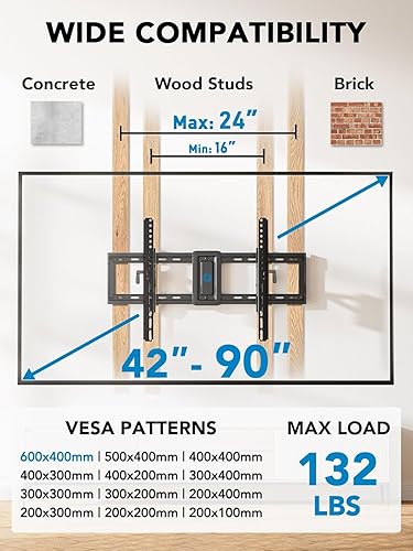 Miniatura 2 de Pipishell Soporte de pared para TV con certificación UL para televisores de 42 a 90 pulgadas, soporte de montaje de TV de inclinación avanzada