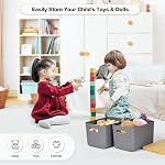 4 Packs Storage Bins with Bamboo Lids - Plastic Storage Containers with Lids Stackable Storage Box：Storage Baskets for Organizing Desktop Closet Playroom Classroom Office,Gray