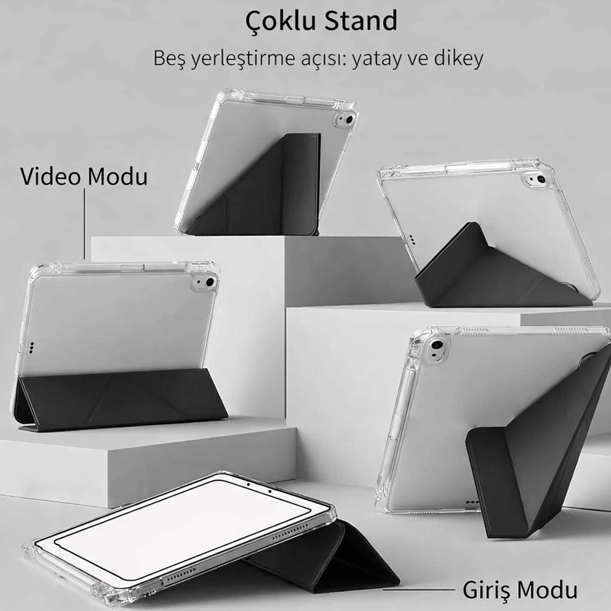 Coverzone Samsung Galaxy Tab S10 Lite ile uyumlu Kılıf SM-X400 Saydam Arka Kapak Flip Smart Cover Katlanabilir Standlı Darbe Emici Koruyucu Tablet Kılıfı Akıllı Uyku Özellikli Mavi