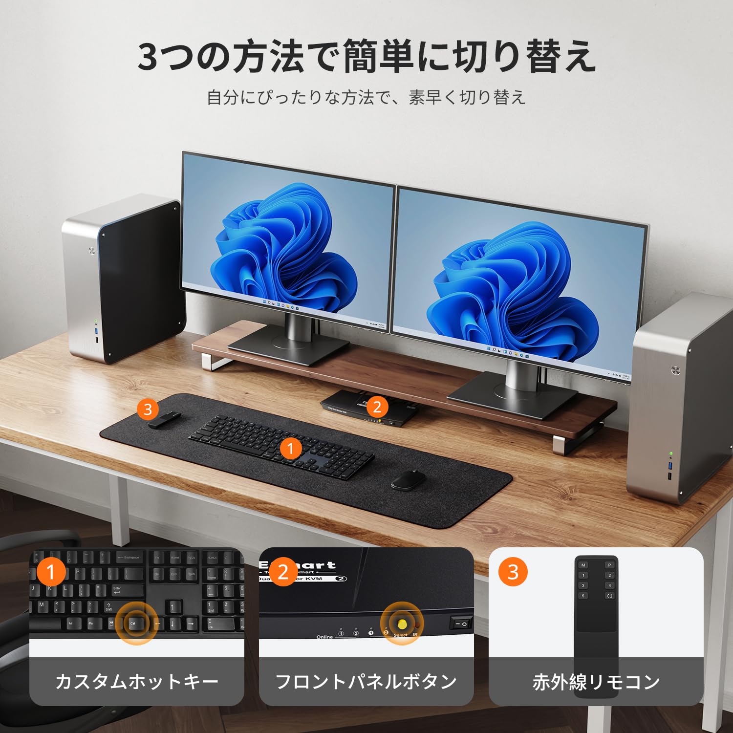 TESmart KVM ノートPC2台 デュアルモニター 71sz+B53i8L._AC_UL210_SR210,