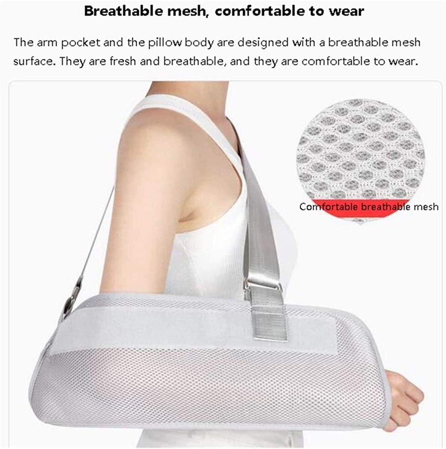 Soportes de brazo Inmovilizadores de cabestrillo de abducción de hombro con almohada, soportes ajustables para lesiones izquierda derecha Tirantes Correa de soporte para brazo Fácil de poner