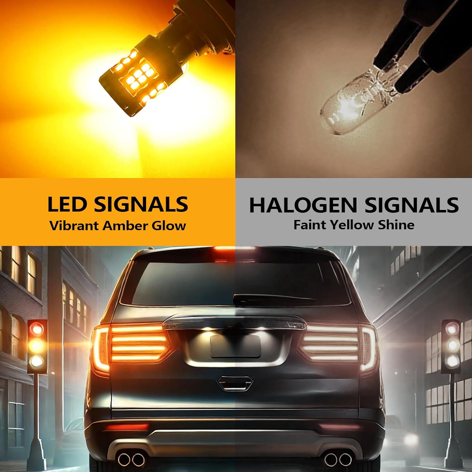 7443 LED Turn Signal Bulbs Compatible For Honda Pilot 2016-2018 (Front) & 2003-2015 (Rear),7444 Bulb, Amber Yellow, Plug and Play, Pack of 2