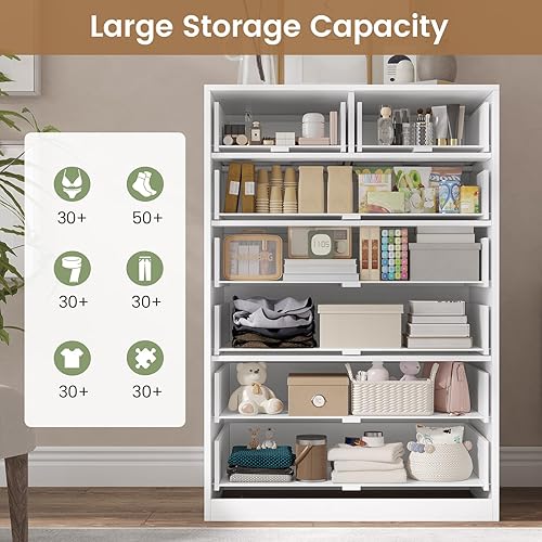 Miniatura 5 de Cómoda alta con 7 cajones, cómoda moderna de color blanco para dormitorio, cómodas de armario con cajones para sala de estar, entrada, pasillo