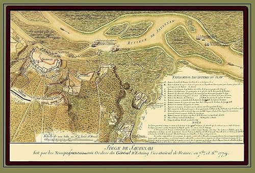 Posterazzi PDXREWA0122Large Savannah Georgia Siege 1779 Ozanne Póster impreso, 36 x 24, multicolor