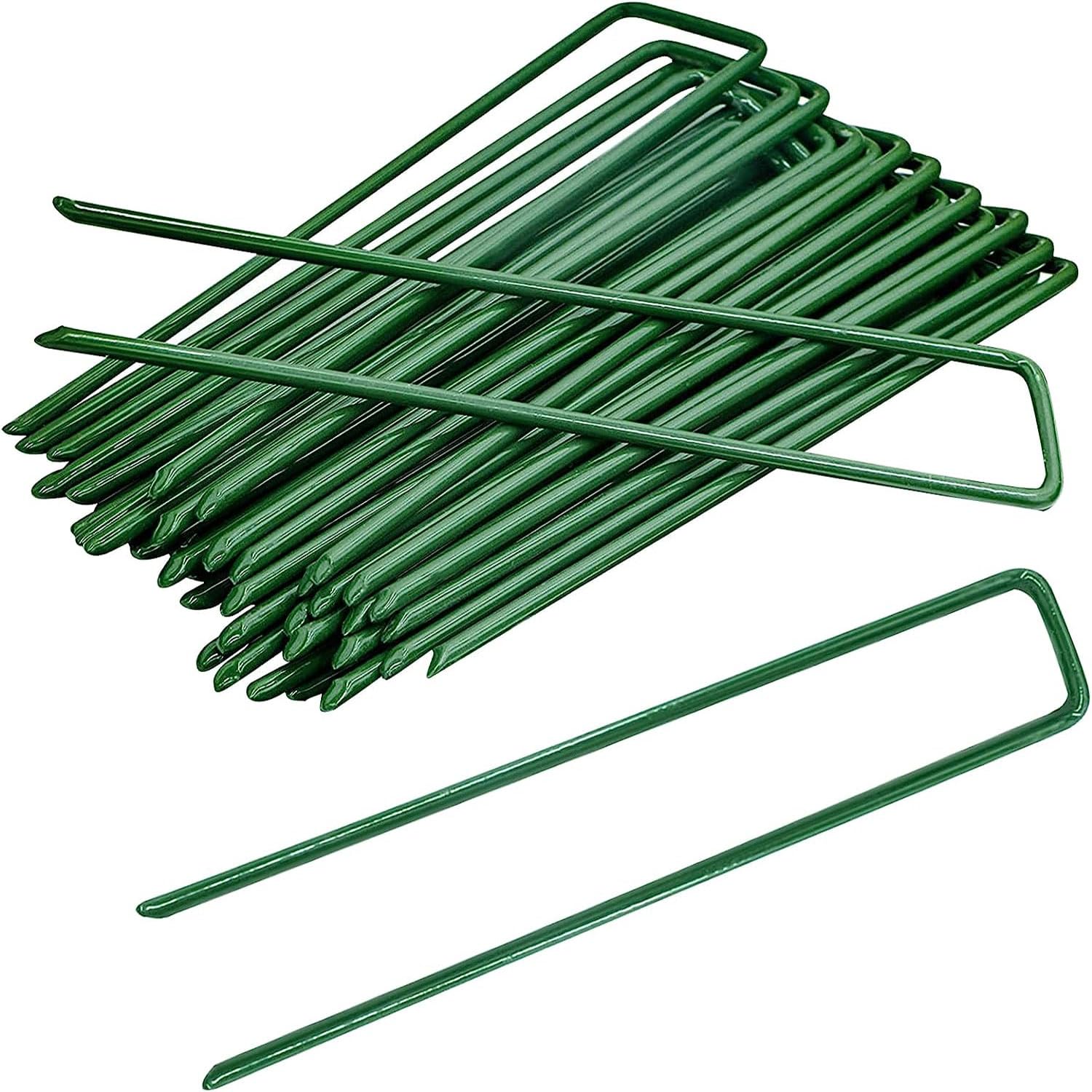 100 pezzi graffette da giardino, chiodi in acciaio inox zincato, ancoraggio U, fissaggio picchetti campeggio erba artificiale