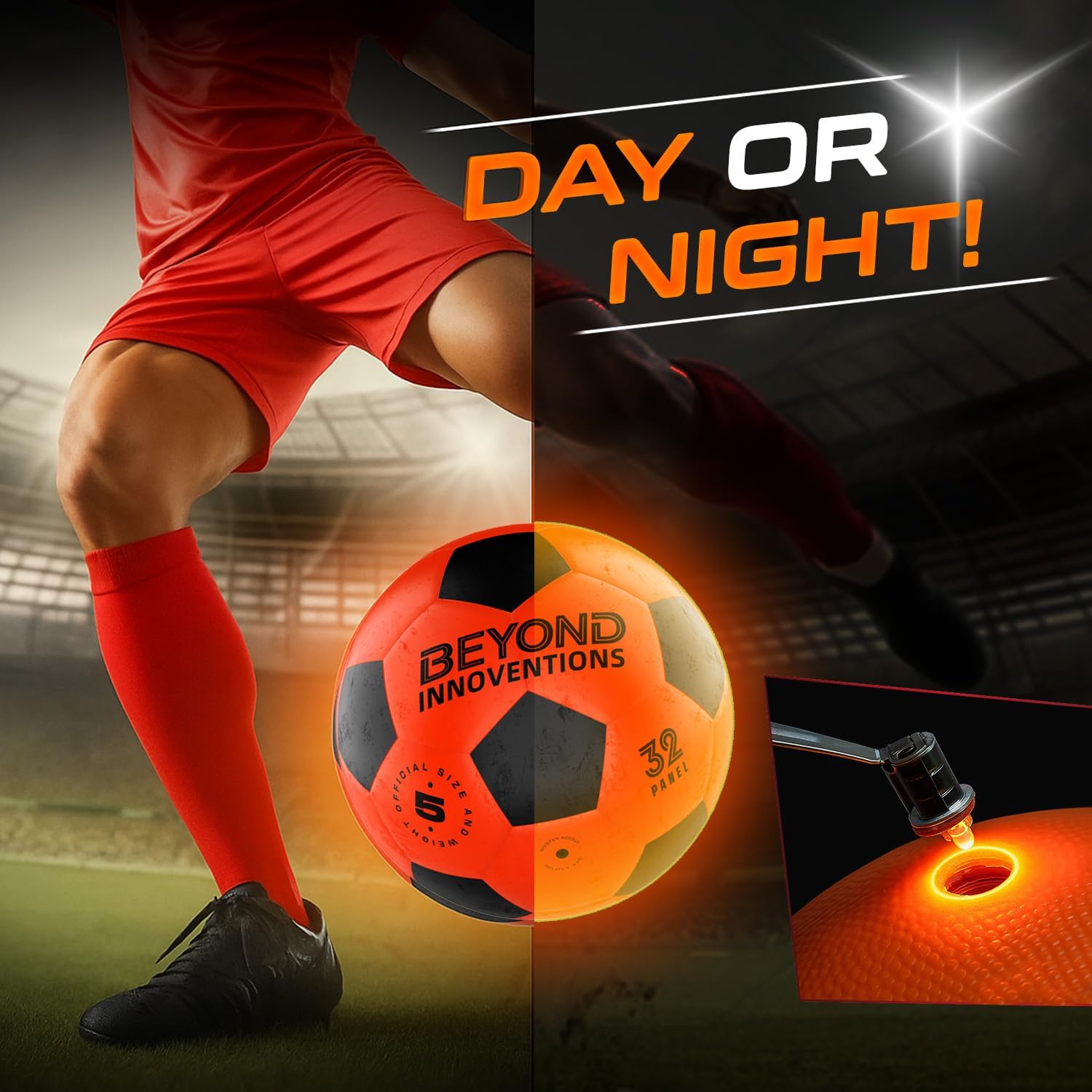 Light Up Soccer Ball - Soccer Gifts for Boys & Girls 8-15+ Year Old- Glow in the Dark Soccer Size 5 | Cool Birthday Gift Ideas for Kids/Teen | Included: Glow Band, Drawstring Bag & Ball Pump