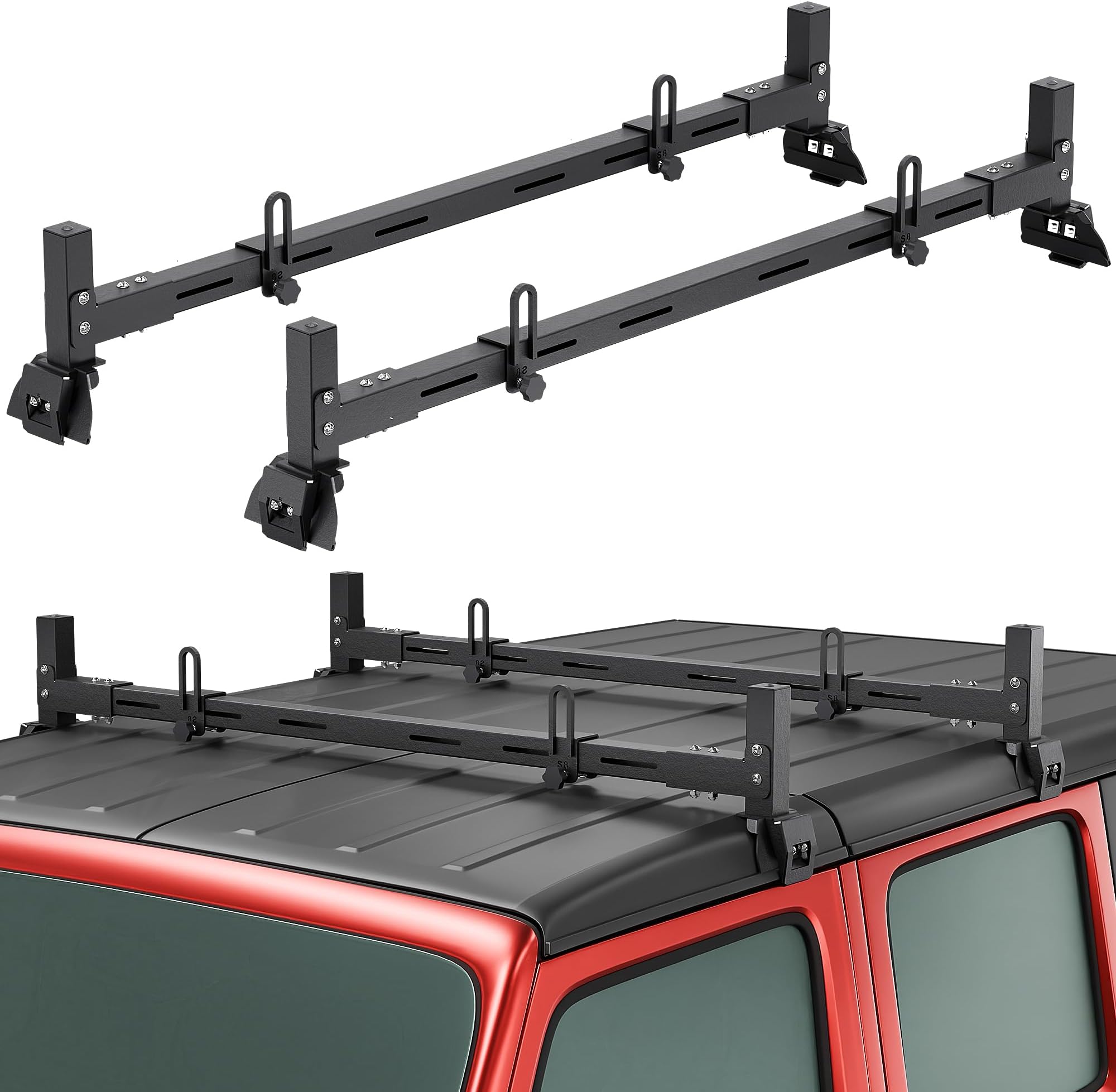 Heavy Duty Roof Rack with Removable Fixing Bracket for Jeep Wrangler JL JK Gladiator JT 2007-2024 (2 Door & 4 Door)