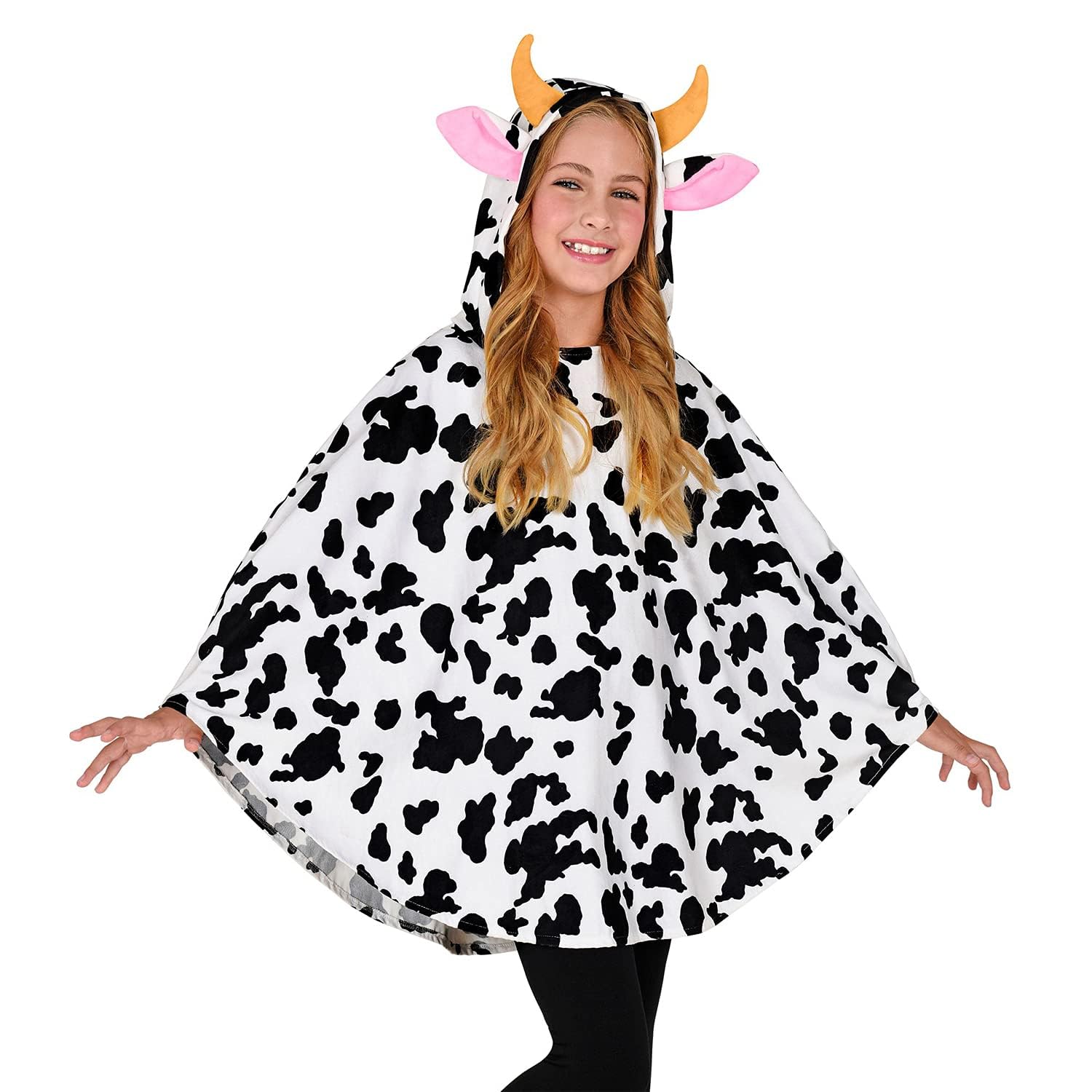 Widmann 48161 Children's Cow Costume Poncho with Hood, Throw, Theme Party, Carnival