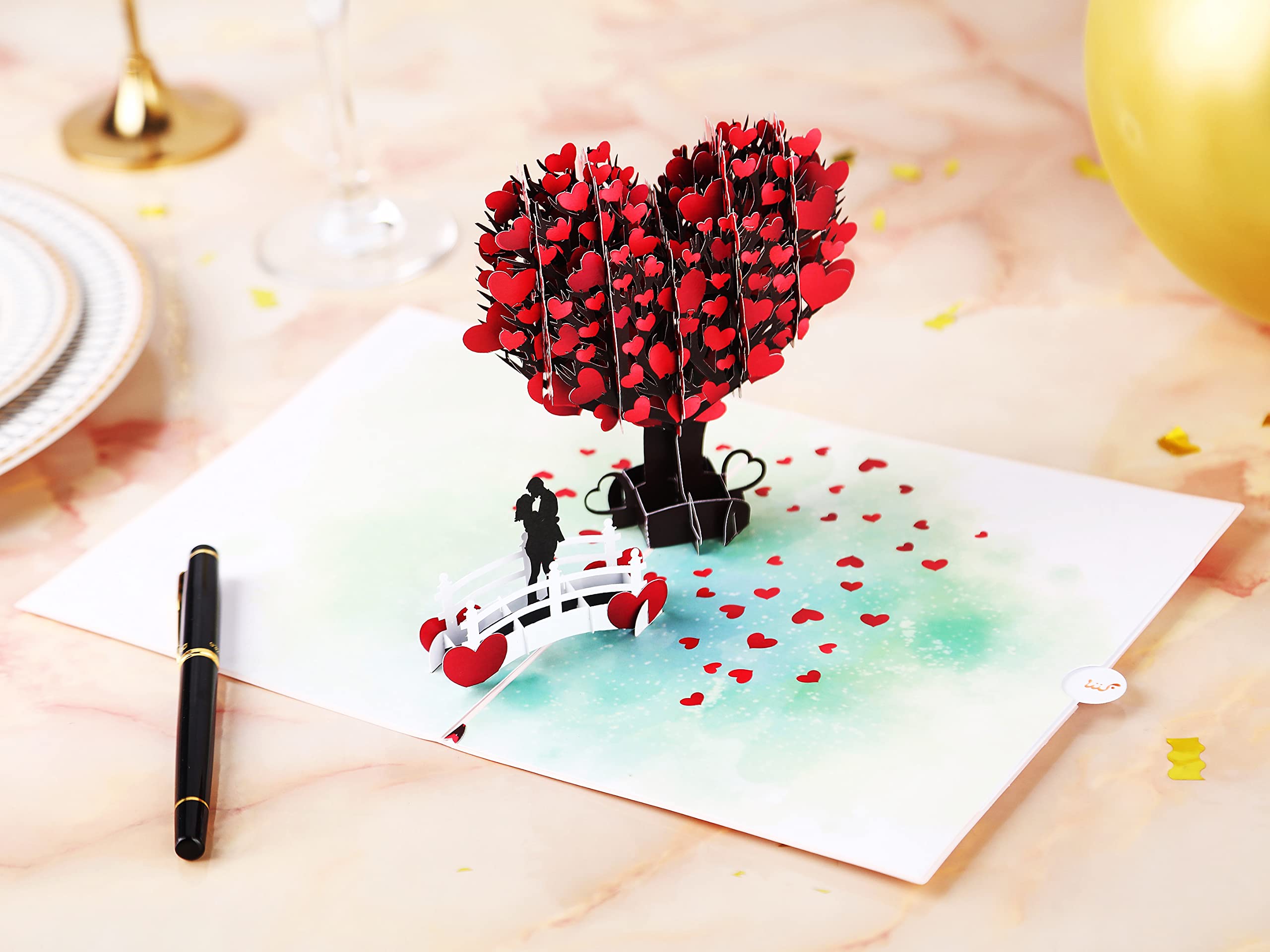 Liif 3D Pop-Up Valentinstagskarte – Romantische Rosen-Teddy-Karte Mit Umschlag Für Sie