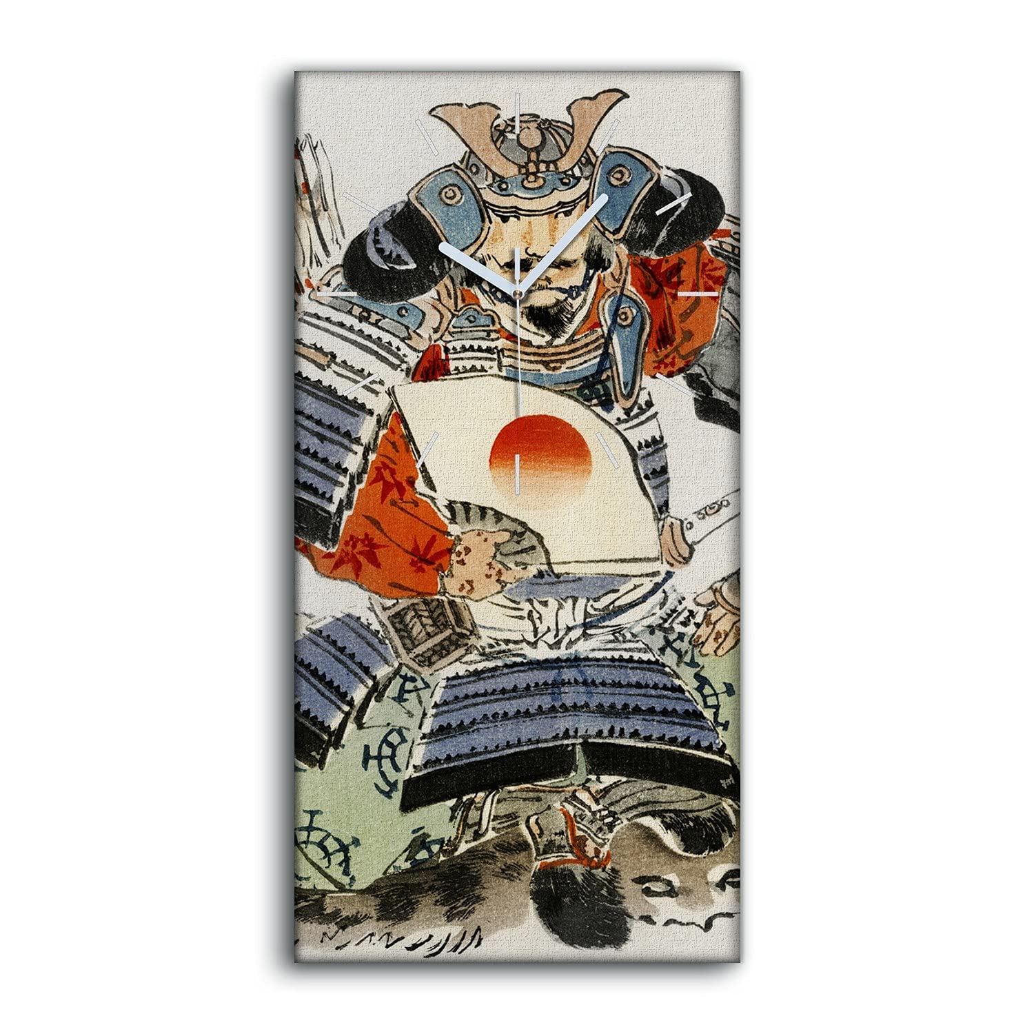 Horloge sur Toile Samouraï Japonais 30x60cm Coloray pour Décoration Murale de Salon