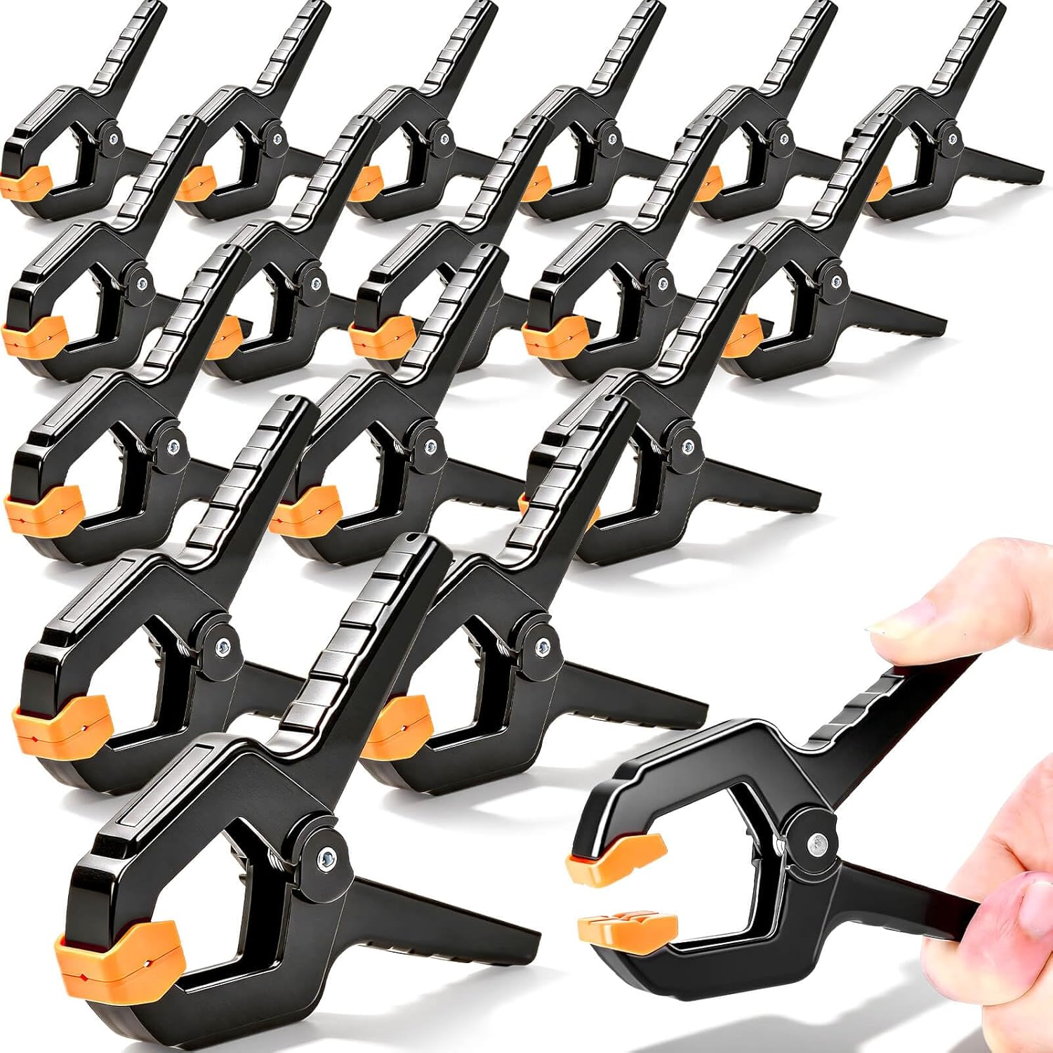 18Pack Spring Clamps, Heavy Duty Clips with Jaw Pads for Woodworking, Balloon Arch Backdrop Stand Clips, 3.5inch Plastic Small Spring Clamps for Photography Backdrops Holder, Crafts, Fabric Backdrop