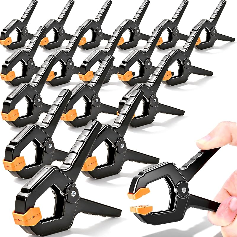 18Pack Spring Clamps, Heavy Duty Clips with Jaw Pads for Woodworking, Balloon Arch Backdrop Stand Clips, 3.5inch Plastic Small Spring Clamps for Photography Backdrops Holder, Crafts, Fabric Backdrop