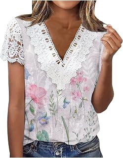 Women's Tops Casual Loose Casual T Shirts for Women Casual V-Neck Solid Color Top Casual Loose Short Sleeve Tee Shirts V-Neck Shirt Tops Party Elegant Short Sleeve Tops for Work