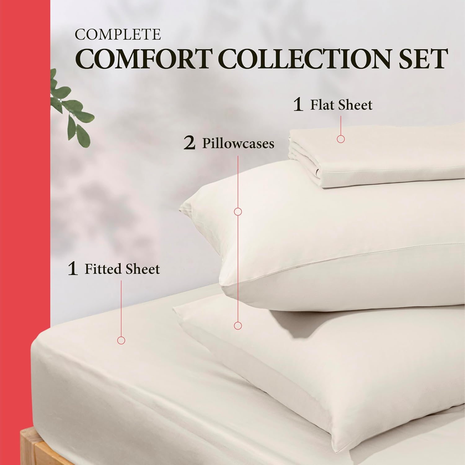100% Egyptian Cotton Full Size Sheet Set - 600 Series Refined Collection Sheets Set for Full Size Bed (4 PC, Ivory), Soft, Cooling, Luxury Hotel 16" Deep Pocket Sateen Weave Bedsheet image 4