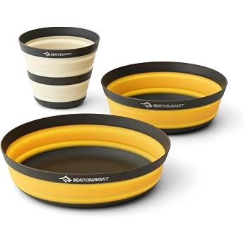 SEA TO SUMMIT - Frontier Dinnerware Set - Ultralight Collapsible Tableware Set - 1 Person 3-Piece - 1 Camping Mug 1 Medium & 1 Large Bowl - BPA Free - Silicone - 197 g