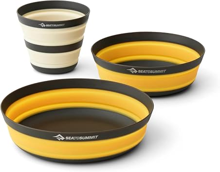 SEA TO SUMMIT - Frontier Dinnerware Set - Ultralight Collapsible Tableware Set - 1 Person 3-Piece - 1 Camping Mug 1 Medium & 1 Large Bowl - BPA Free - Silicone - 197 g