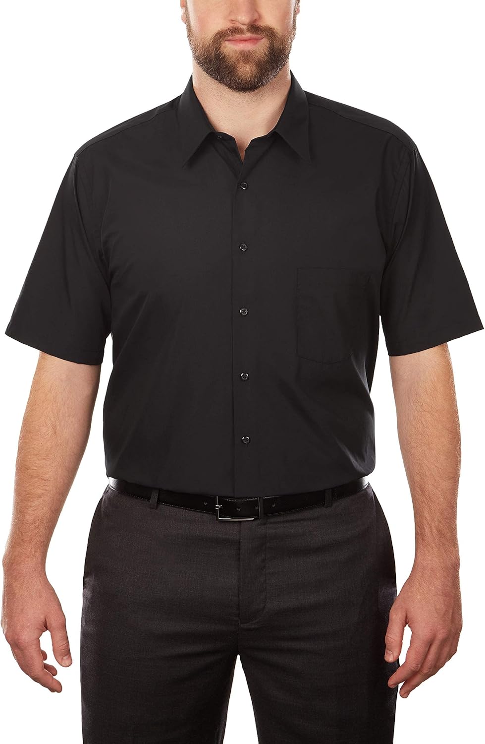 Van Heusen Men's BIG FIT Short Sleeve Dress Shirts Poplin Solid (Big and Tall)