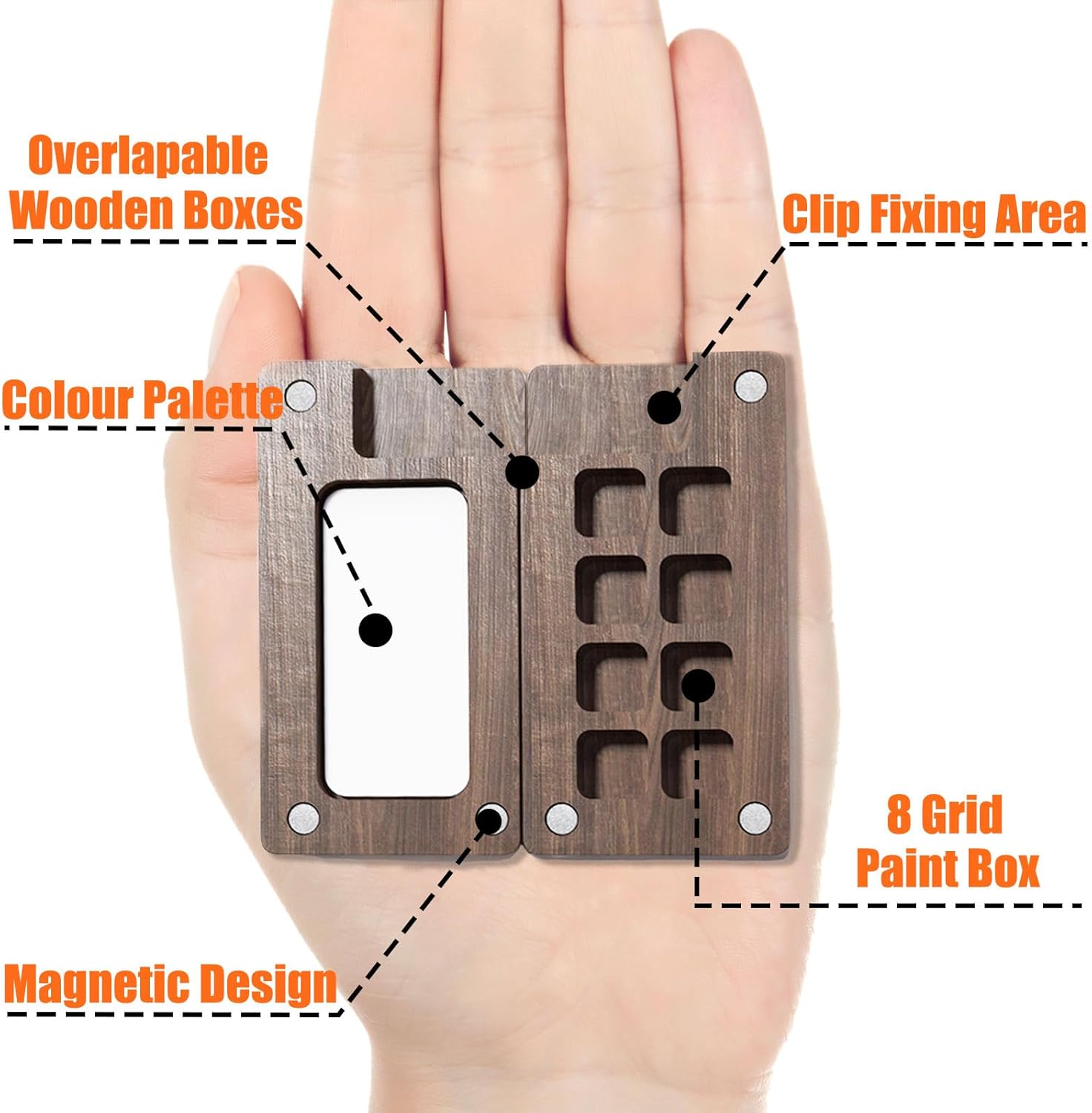 orbixa Mini Watercolor Palette Paint Set Travel Size - 12 Color Paint with 8-Wooden Grid Palette,Mini Sketchbook & Brushes | Portable Artist Supplies Kit for Students, Beginners, Outdoors Use (gray) - Image 3