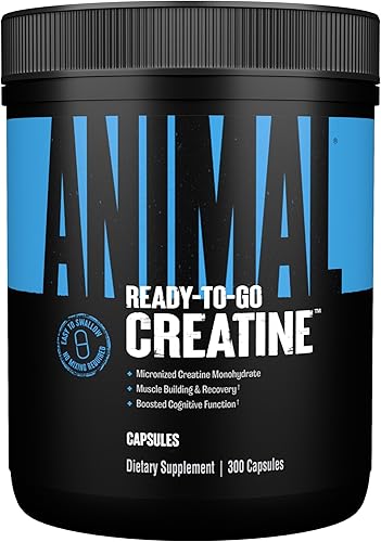 Animal Cápsulas de monohidrato de creatina micronizada - 300 cápsulas, 2500 mg por porción para el crecimiento muscular, la fuerza y la resistencia