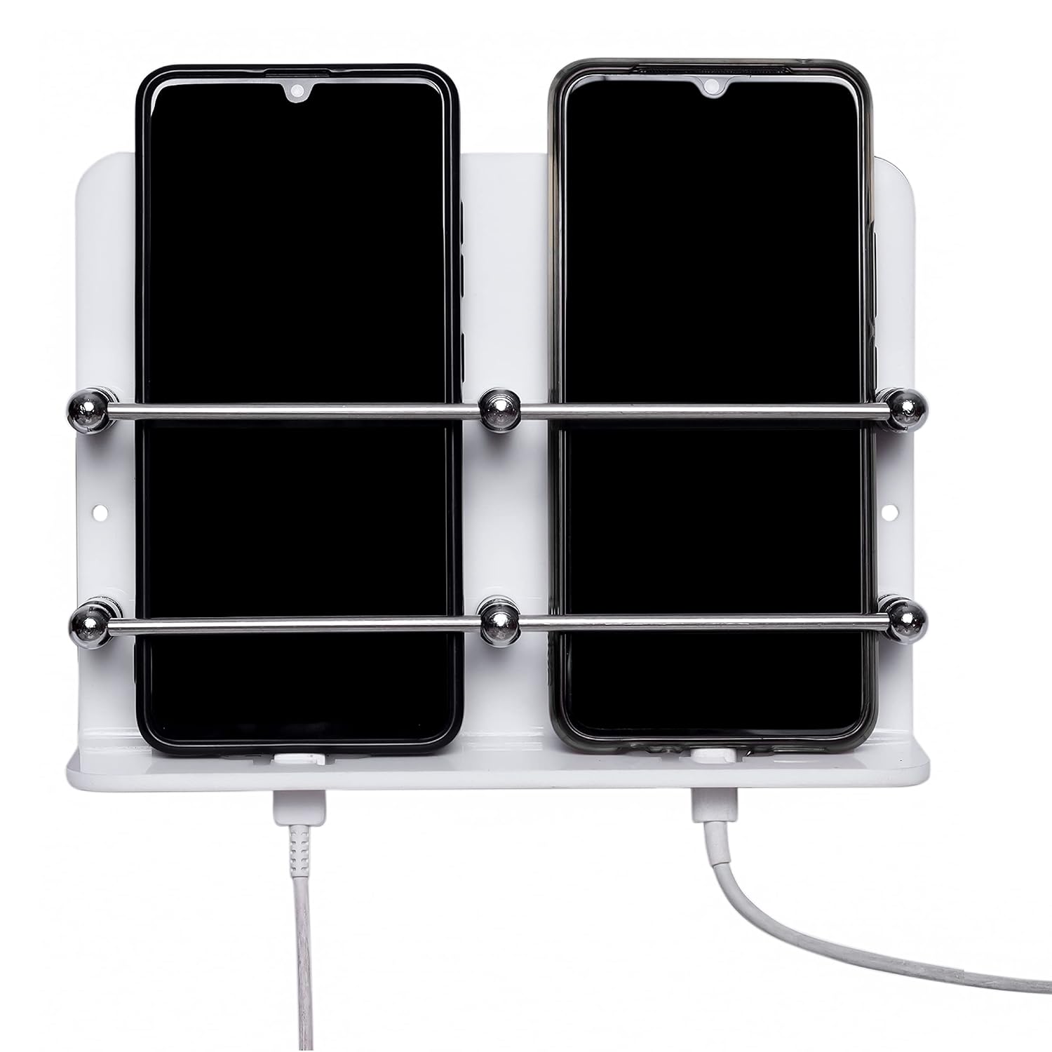 Lichee White Acrylic Double Mobile Holder Stand, Dual Phone Charging... Lichee White Acrylic Double Mobile Holder Stand, Dual Phone Charging...