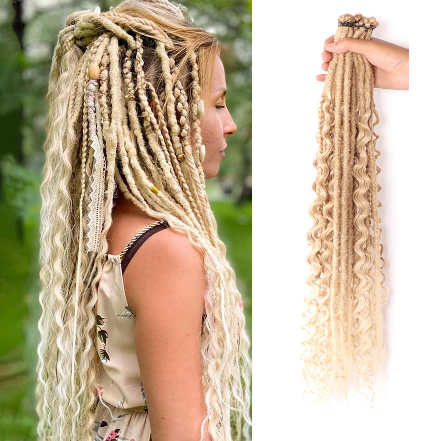 24 Inch Synthetic Dreadlock Extensions Hippie Single Ended Dreads 0.6 cm Width Loc Extensions Reggae Style Crochet Hair for Women (27/613