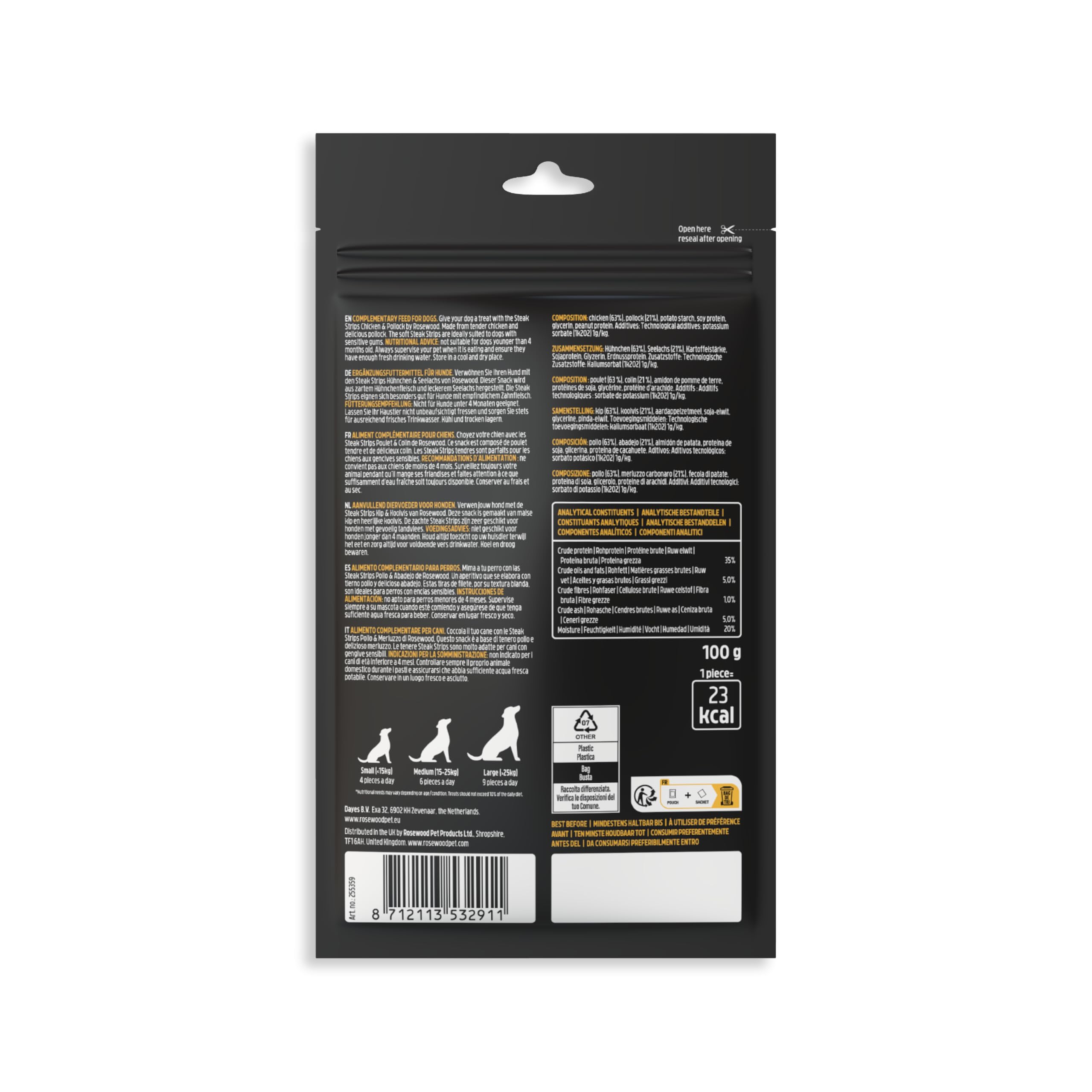 Rosewood Steak Strips Huhn & Seelachs – Weiche Leckerlis für Hunde, hoher Fleisch-/Fischanteil, fettarm, ohne Getreide… – Ansicht 2