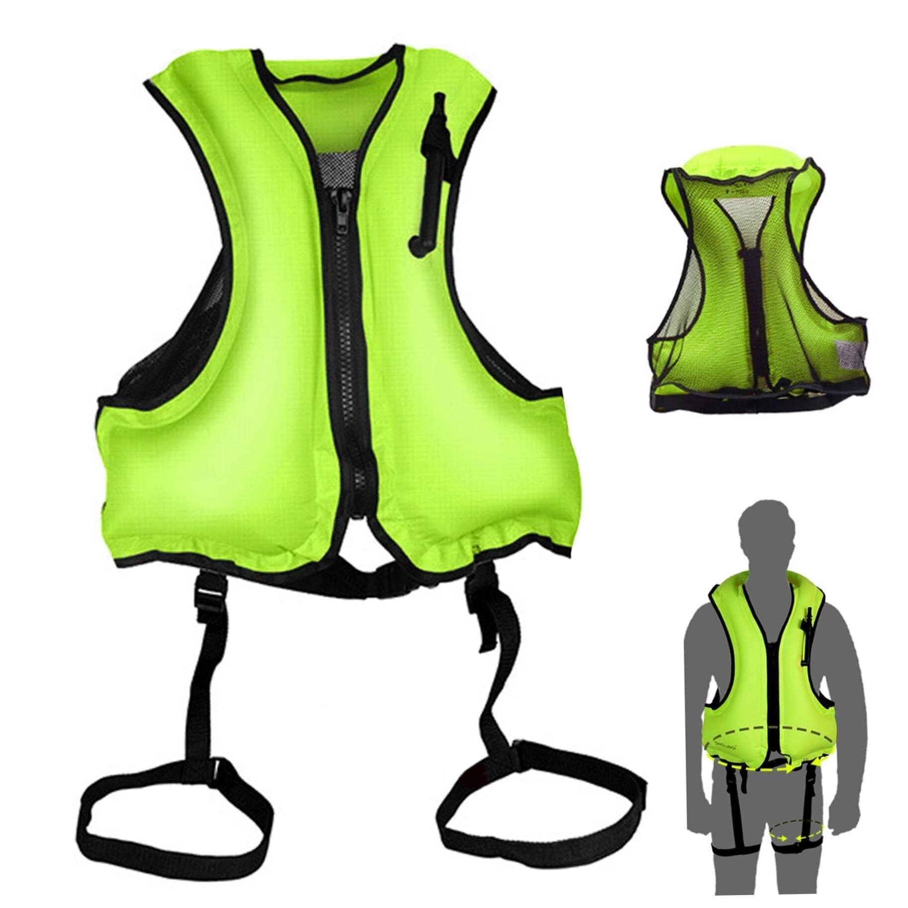 Chaleco de Pesca con Mosca Construcción Ligera Poliéster PVC con Válvula Aire Rápida Costuras Ordenadas Tonos Vivos para Pesca Lago Pasatiempos Costa Exteriores