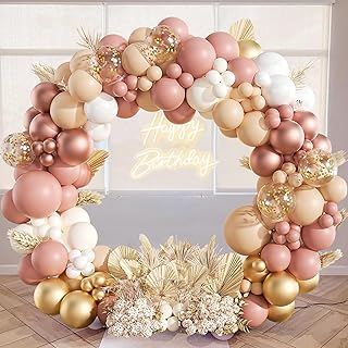 Rosa Gold Luftballon Girlande, 131 Stück Rosa Ballon Girlande mit Rosegold Luftballons Weiß Gold Luftballons, Luftballon Geburtstag Rosa für Mädchen Geburtstagsdeko Hochzeit Verlobung Babyparty Deko