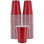Amcrate Disposable Cups, Red 18-Ounce Plastic Party Cups, Strong and Sturdy for Wedding, Christmas, Halloween, 50 Pack