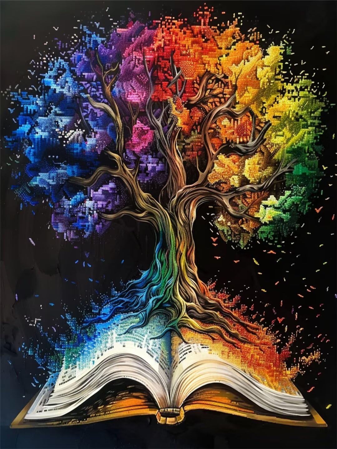 Pintar por Numeros Adultos Libro Árbol de la vida 70x90CM, DIY Pigmento Cuadros Pintura por Numeros Kit Manualidades Adultos, Paint by Numbers Decoración del Hogar Pared, Regalos (Sin Marco) 514ly