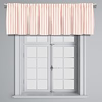 Vista 3 de Blackout Classic Ticking Stripe Pink and White - Cenefa de cortina corta con bolsillo para barra, para decoración de cocina, dormitorio, 52 x 18