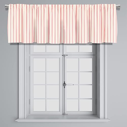 Miniatura 3 de Blackout Classic Ticking Stripe Pink and White - Cenefa de cortina corta con bolsillo para barra, para decoración de cocina, dormitorio, 52 x 18