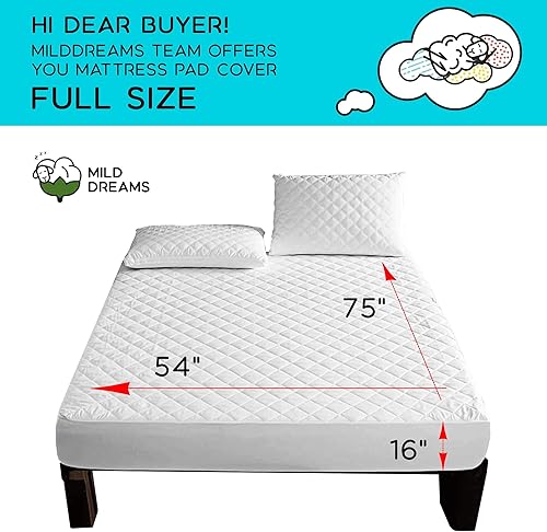 Miniatura 2 de Funda de colchón tamaño matrimonial, sábana bajera para cama de 54 x 75 pulgadas, bolsillo profundo de 16 pulgadas, acolchado, color blanco