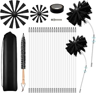 30 Feet Dryer Vent Cleaner Kit, Duct Cleaning Brush with 23 PP Rods and 4-Inch and 6-Inch Dryer Vent Brush, Dryer Cleaning Kit Suitable for Dryer Duct Cleaning Kit for Chimneys, Pipes,Dryers,Crevices