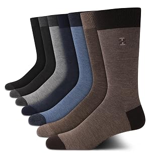 IZOD Mens Dress Socks - 7 Pack Lightweight Moisture Wicking Stay Up Cuffed Crew Socks for Men for