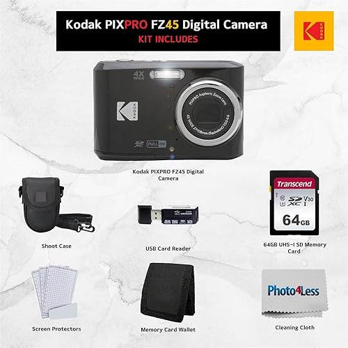 Miniatura 2 de Kodak PIXPRO FZ45 - Paquete de cámara digital con estuche negro para cámara de punto y disparo + tarjeta de memoria SD Transcend de 64 GB + cartera