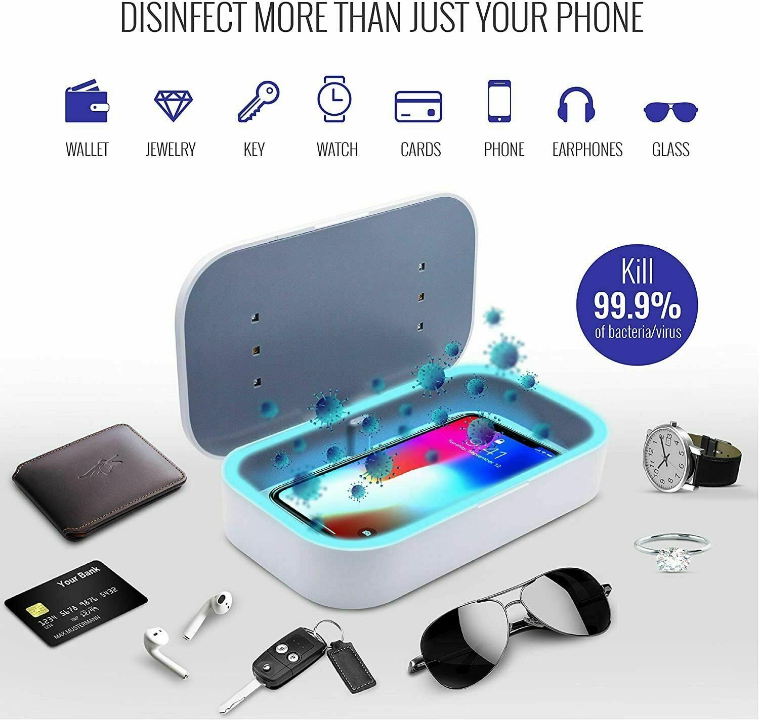 bwoo Sterilizzatore UV per Smartphone Antibatterico Portatile Ricarica Wireless XD-01