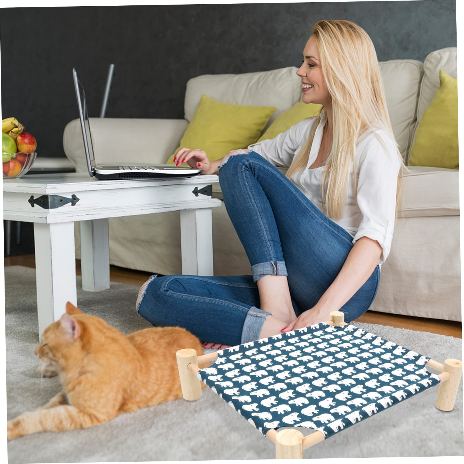 Chat Surélevé Hammock Amovible Rafraîchissant pour Petits pour Intérieur Extérieur