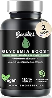 Glycemia Boost – Berbérine + Mûrier Blanc + Chrome – Régule la Glycémie & Réduit l’Excès de Sucre - Cholestréolémie Berbris Aristata à 97%– 120 Gélules -Boosties - Vegan