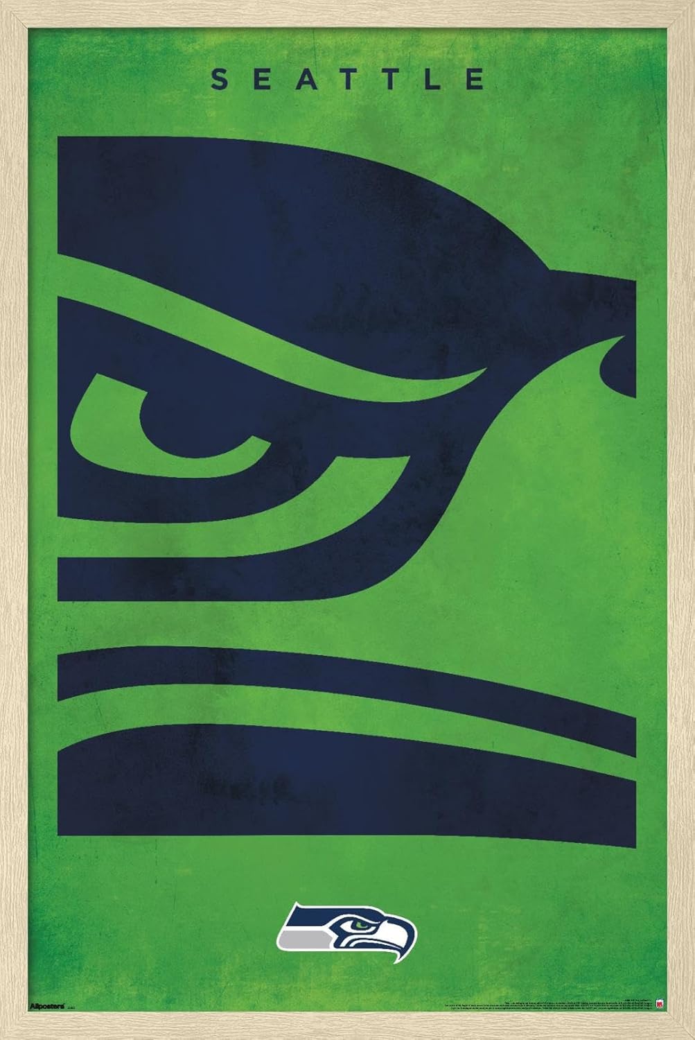 NFL Seattle Seahawks - Logo 25 Wall Poster, 34L" x 22.4W", Black Framed Version